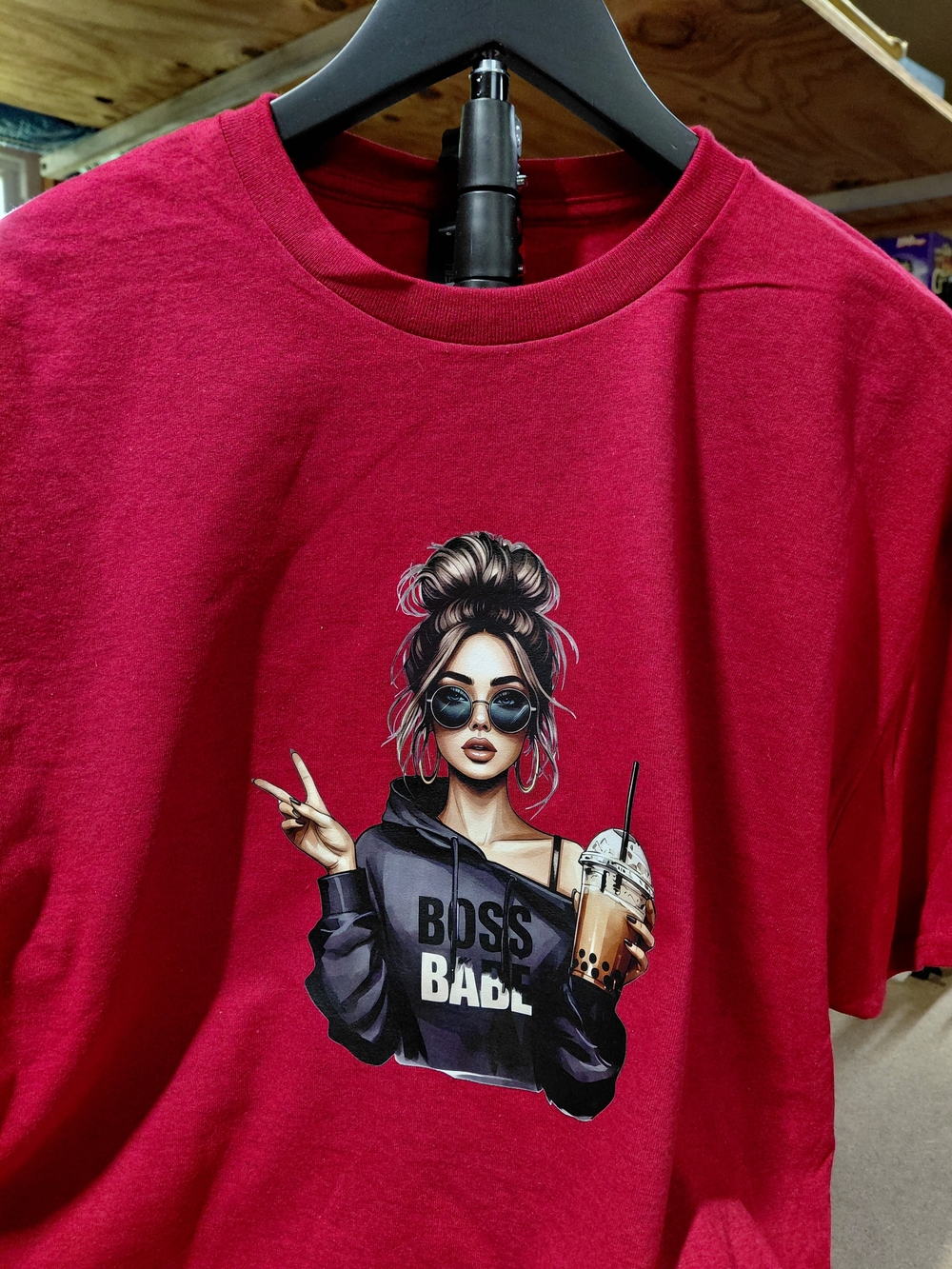 T-shirt XL Womens Heather Red Gildan Heavy Cotton "Boss Babe" New